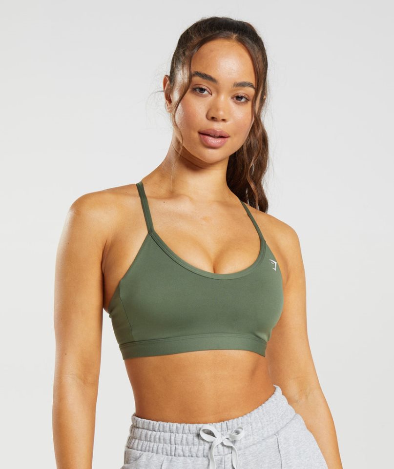 Women\'s Gymshark V Neck Sports Bra Olive | CA 35D18N